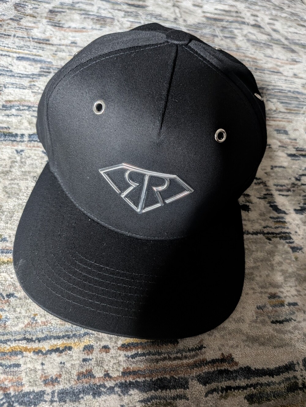 Rich & Rotten Black RR Flat Brim Metal Logo Hat Adjustable NWOT